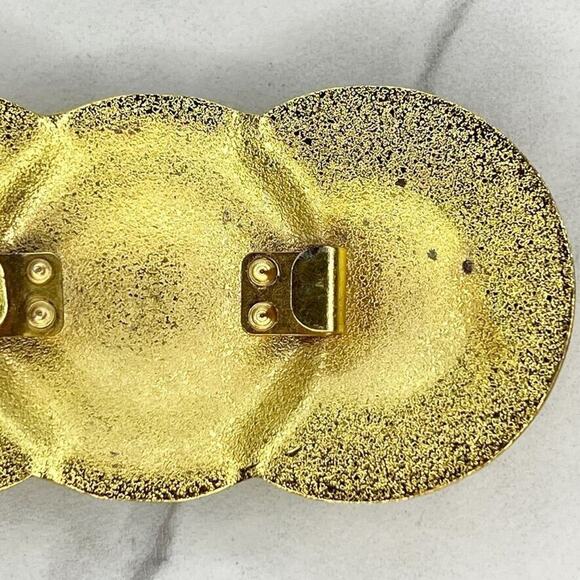 Vintage Gold Tone and Black Medallion Cinch Belt Buckle ✨ - Picture 7 of 7